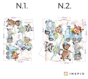 INSPIO-textilná prelepiteľná nálepka - Detské nálepky na stenu - Zvieratká a dopravné prostriedky