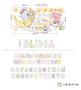 INSPIO-textilná prelepiteľná nálepka - Nálepka na stenu s menom - Zvieratká a nebo