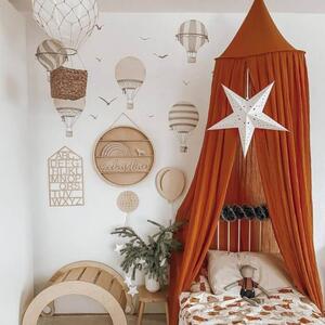 INSPIO-textilná prelepiteľná nálepka - Textilné nálepky na stenu - Retro balóny v hnedej farbe