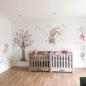 INSPIO-textilná prelepiteľná nálepka - Nálepky na stenu pre bábätká - Hnedý zajko s menom