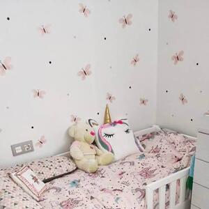 INSPIO-textilná prelepiteľná nálepka - Nálepky na stenu pre dievča - Ružové motýliky