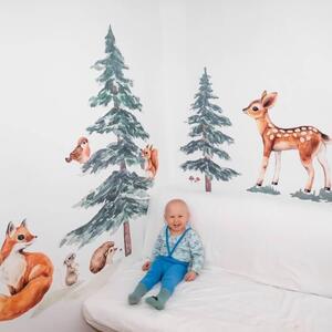 INSPIO-textilná prelepiteľná nálepka - Nálepky na stenu lesné zvieratká - Líška, srnka, veverička