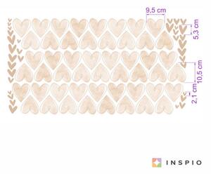 INSPIO-textilná prelepiteľná nálepka - Nálepka na stenu do detskej izby - Béžové srdiečka