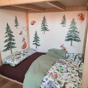 INSPIO-textilná prelepiteľná nálepka - Nálepky na stenu lesné zvieratká - Líška, srnka, veverička