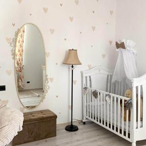 INSPIO-textilná prelepiteľná nálepka - Nálepka na stenu do detskej izby - Béžové srdiečka