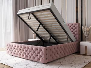 Čalúnená posteľ s úložným priestorom 160x200 ružová PRO line 15