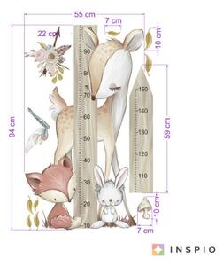 INSPIO-textilná prelepiteľná nálepka - Nalepovací meter pre deti - Lesné zvieratká