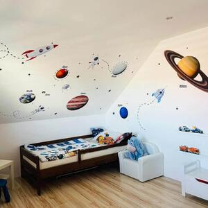INSPIO-textilná prelepiteľná nálepka - Nálepky na stenu pre deti- Vesmír a planéty