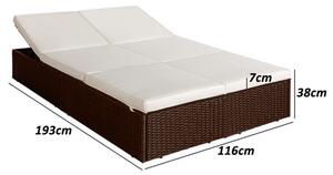 Záhradná posteľ 193x116x38cm - hnedá