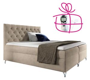 KONDELA Boxspringová posteľ, 120x200, béžová látka Velvet, GULIETTE + darček