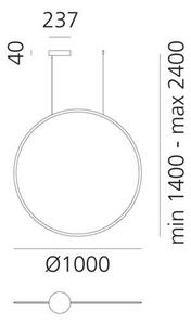 Artemide 1993010APP-LED St. luster na lanku DISCOVERY LED/60W/230V 3000K antracit