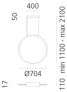 Artemide 1992230IN1APP-LED St. luster na lanku DISCOVERY LED/42W/230V 2700K čierna