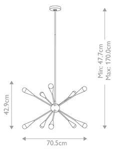 Feiss FE-JAX10-MB - LED Luster na tyči JAX 10xG9/3W/230V čierna/zlatá