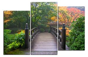 Obraz na plátne - Drevený most v jesennej záhrade 1186D (150x100 cm)
