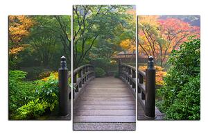 Obraz na plátne - Drevený most v jesennej záhrade 1186C (90x60 cm)