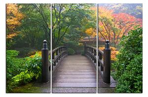 Obraz na plátne - Drevený most v jesennej záhrade 1186B (90x60 cm )