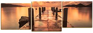 Obraz na plátne - Krásny západ slnka nad jazerom - panoráma 5164FE (90x30 cm)
