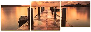 Obraz na plátne - Krásny západ slnka nad jazerom - panoráma 5164FD (120x40 cm)