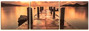 Obraz na plátne - Krásny západ slnka nad jazerom - panoráma 5164FB (150x50 cm)