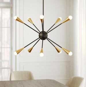 Feiss FE-JAX10-MB - LED Luster na tyči JAX 10xG9/3W/230V čierna/zlatá