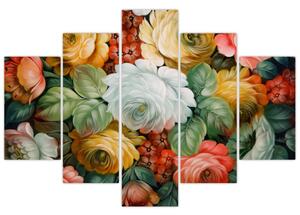 Obraz maľovanej kytice kvetov (150x105 cm)