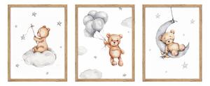 Detské obrázky v súprave 3 ks 30x40 cm Teddy Bear