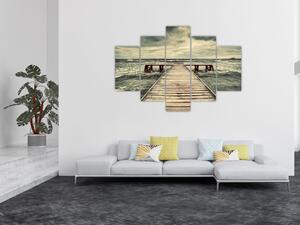 Obraz dreveného móla na mori (150x105 cm)