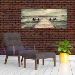 Obraz dreveného móla na mori (120x50 cm)