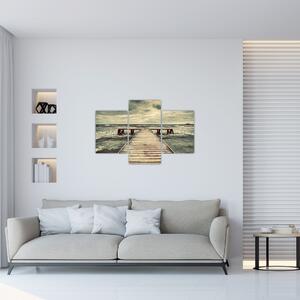 Obraz dreveného móla na mori (90x60 cm)