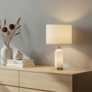 Stolové Lampa Lindby, Alabaster, Biela, Obývacia izba, Tkanina / Textil, Škandinávsky