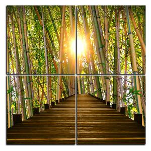 Obraz na plátne - Drevená promenáda v bambusovom lese - štvorec 3172E (60x60 cm)