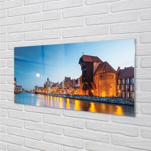 Nástenný panel  Rieka noc Gdańsk Staré Mesto 100x50 cm