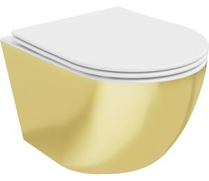 Mexen Lena WC misa Rimless s pomaly padajúcim sedátkom, duroplast, biela/Zlatá - 30224006