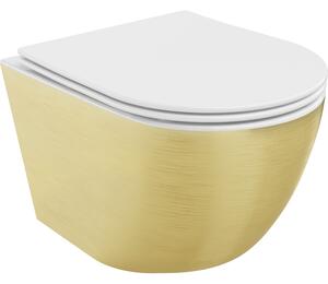Mexen Lena WC misa Rimless s pomaly padajúcim sedátkom, duroplast, biela/Zlatá čiarový vzor - 30224007