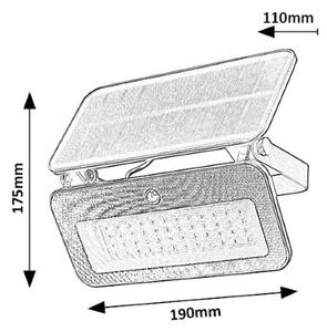 RABALUX 77160 Tarcal solárne nástenné svietidlo so senzorom LED 8W/1200lm 3000+4000+6500K IP65 čierna, stmievateľné