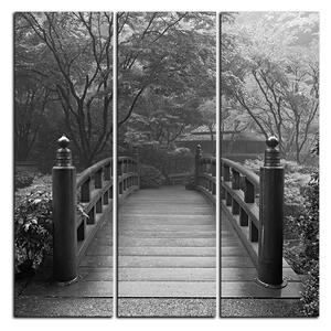 Obraz na plátne - Drevený most v jesennej záhrade - štvorec 3186QB (75x75 cm)