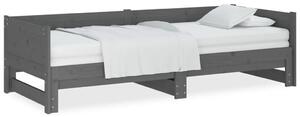 Rozkladacia denná posteľ sivá borovicový masív 2x(80x200) cm
