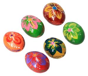ČistéDrevo Veľkonočné drevené vajíčka ručne maľované (6 ks)