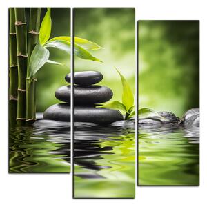 Obraz na plátne - Zen kamene a bambus - štvorec 3193C (75x75 cm)