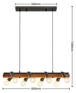 Lindby Morleen – závesná lampa, 8-pl., tmavé drevo