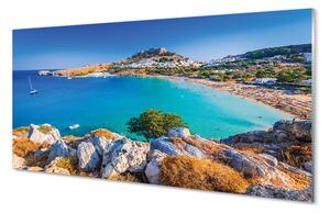 Nástenný panel  Grécko pobrežie beach panorama 100x50 cm