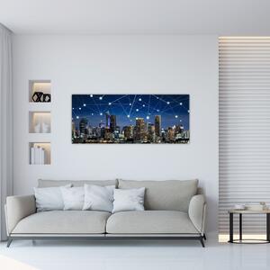 Obraz - Veľkomesta v noci (120x50 cm)