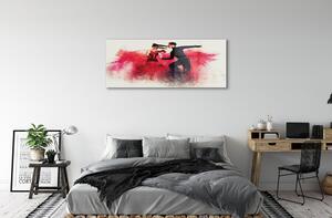Sklenený obraz Ľudia červený dym 120x60 cm 2 Prívesky
