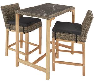 Tectake 404847 ratanový barový stôl kutina s 2 stoličkami latina - prírodné