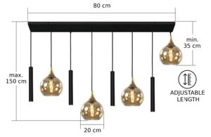 Luster na lanku CALYPSO 4xGU10/60W/230V + 4xE27/60W čierna/zlatá
