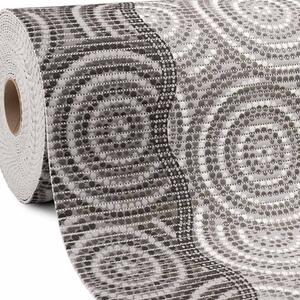 Kúpeľňová penová rohož / predložka PRO-107 Sivo-čierne kruhy a vlnky - metráž šírka 65 cm