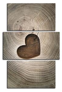 Obraz na plátne - Srdce na drevenom pozadí - obdĺžnik 7207C (120x80 cm)