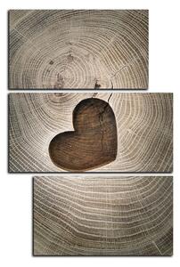 Obraz na plátne - Srdce na drevenom pozadí - obdĺžnik 7207D (90x60 cm)