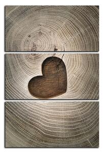 Obraz na plátne - Srdce na drevenom pozadí - obdĺžnik 7207B (90x60 cm )