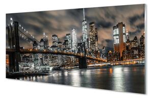 Nástenný panel  Most v noci panorama 100x50 cm